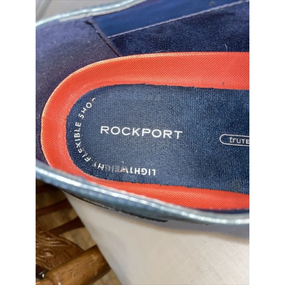 Rockport Trutech Dress Shoes Mens Size 11 M Blue Leather Oxfords Block Heels